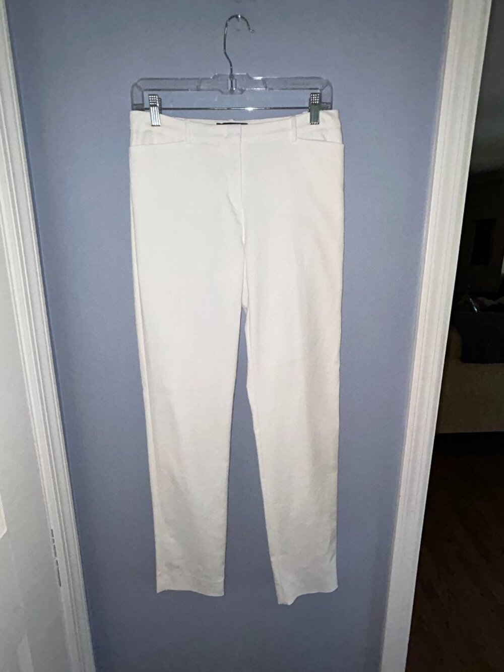 Piazza Sempione Eleanore White Pants, Lady Sz 6 Straight leg, flat front